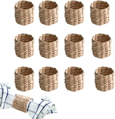 Produktbild von Natürliche Rattan-Serviettenringe - rustikal handgefertigt - 12 Stück
