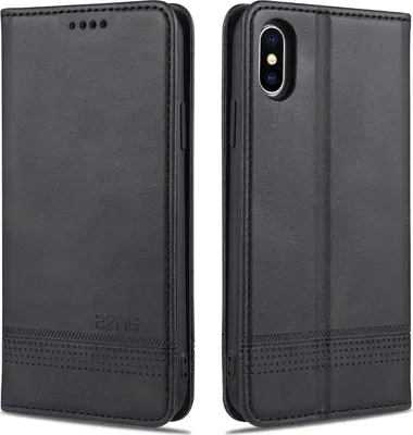 Obrázek produktu pro iPhone X / XS Pouzdro, Peněženka s Magnetickým Uzávěrem a Stojánkem, Kožené Flip Pouzdro pro iPhone X / iPhone XS černé