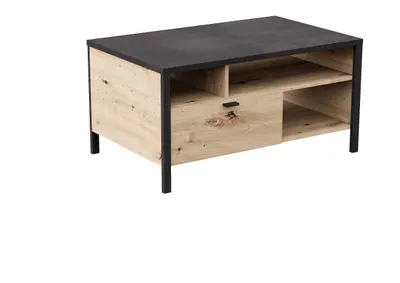 Produktbild von FMD furniture Couschtisch Sofatisch Eiche, Stahl 95 x 48 x 59,5 cm mit Schublade