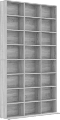 Zdjęcie produktu dla vidaXL Półka na płyty CD Szara Sonoma 102x23x177,5 cm Materiał drewnopochodny