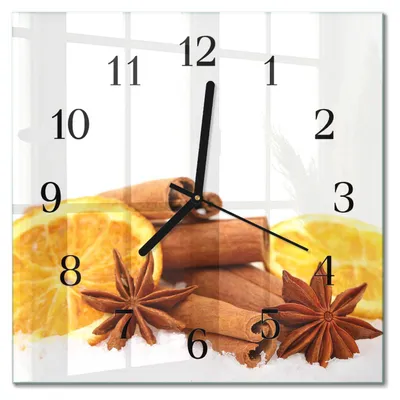 Immagine prodotto di Orologio da parete Tulup Glasuhr, orologio da cucina, vetro vero, 30x30 cm, design moderno e decorativo, silenzioso, lancette nere - colore: vaniglia con dettagli limone