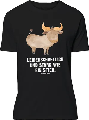 Produktbild von Mr. & Mrs. Panda Größe L T-Shirt Sternzeichen Stier - Schwarz - Geschenk, Geburtstag April, Rind, Tshirt, Ochse, Mai, Shirt, mit Spruch