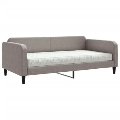 Imagen del producto de Cama de día con colchón, color taupe, 100x200 cm, tapizada en tela