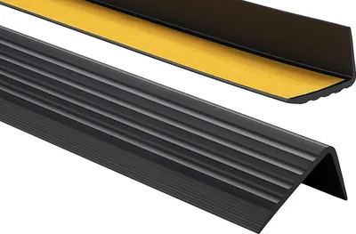 Produktbild von ProfiPVC Treppenkantenprofil Selbstklebend aus PVC Winkelprofil Kantenschutz Anti-Rutsch Treppenkanten-Schutzprofil 41x25mm 1,0m, Schwarz