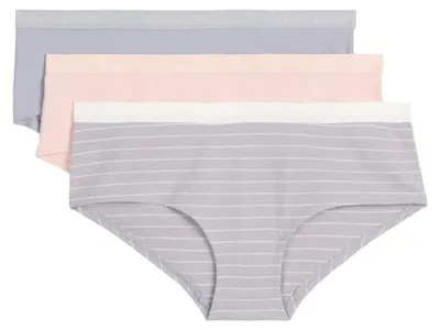Produktbild von Marc O'Polo Damen Panty 3-Pack Essentials - lilac gray/rose/lilac stripe - Größe XS