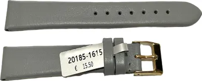 Image de Bracelet en cuir gris clair pour montres 16mm avec boucle dorée