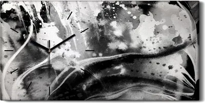 Produktbild von Dekor Leinwand Uhr Wandbilder 60x30 Kunst Schwarz-Weiß moderne Abstraktion - schwarze Hände