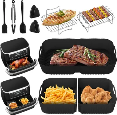 Image de Accessoires Zimilo Airfryer pour Ninja Foodi Flexdrawer AF500EU 10,4 L, moule en silicone 1×10,4 L et 2×5,2 L pour friteuse à air chaud Ninja af500de Accessoires