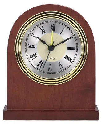 Tafelklocke mit Quarzwerk, Holz & Glas, gold/silber, 78x30 mm