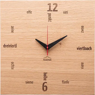 Produktbild von Huamet Holz-Wanduhr Alternate Eiche eckig