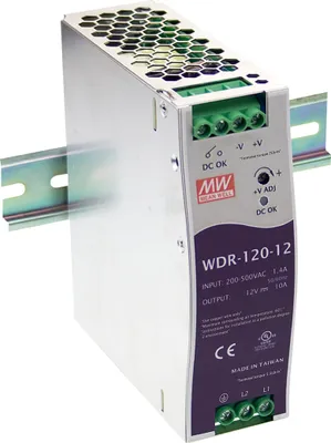 Produktbild von MEANWELL WDR-120-24, DC AC Hutschienen-Netzteil, DIN, 120W 24V 5A