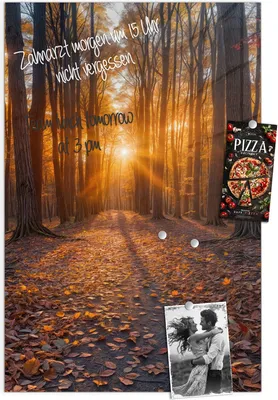 Produktbild von Magnettafel 40x60cm Pinnwand Whiteboard beschreibbar - Sonnenuntergang Wald