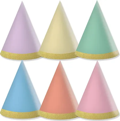 Produktbild von Mini Partyhüte | 6 Stück Multicolor Pastell