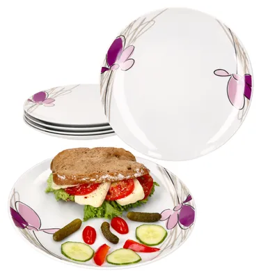 Immagine prodotto di 6x Viola piatto da pranzo Ø27,2cm porcellana 6 persone piatto grande piatto da pranzo fiori
