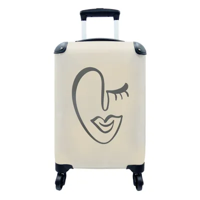 Produktbild von MuchoWow® Koffer Handgepäck Trolley Rollkoffer Kleine Reisekoffer mit 4 Rollen - Gesicht - Abstrakt - Minimalismus - Cabin Size < 55x40x23 cm & 55x40x20 cm - Fotokoffer - Kabinenkoffer - Boardgepäck - Reise-Box - Reisekoffer - Reisegepäck - Koffer mit Bild - Trolley für Kinder