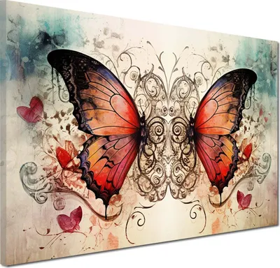 Produktbild von Wandbild Leinwandbild Kunstdruck XXL Wanddeko abstrakt Schmetterlinge: 90x60x4cm