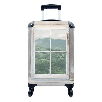 Produktbild von MuchoWow® Koffer Handgepäck Trolley Rollkoffer Kleine Reisekoffer mit 4 Rollen - Aussicht - Berg - Holz - Cabin Size < 55x40x23 cm & 55x40x20 cm - Fotokoffer - Kabinenkoffer - Boardgepäck - Reise-Box - Reisekoffer - Reisegepäck - Koffer mit Bild - Trolley für Kinder