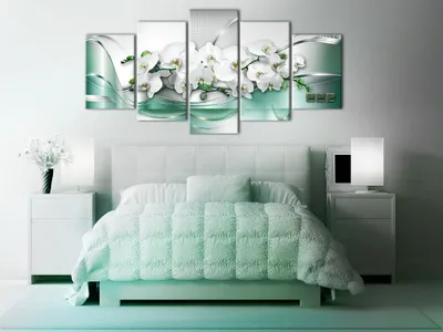 Produktbild von Akustikbild Blumen Abstrakt 200x100 cm 5-teilige Bilder Akustikschaum Hochleistungsschallabsorber Schallschutz Leinwand 5 tlg Wandbild Raumakustik Schalldämmung b-A-0195-b-m