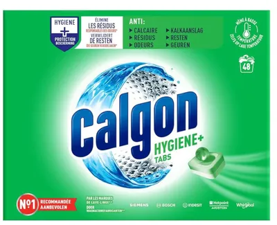 Produktbild von Calgon Anti-Kalk-Tabs Hygiene Plus für die Waschmaschine, 2 Packungen mit 48 Stück