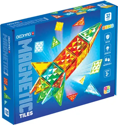 Produktbild von Geomag Gems Rocket 32 magnetische Fliesen
