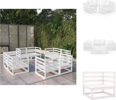 Produktbild von vidaXL 8-tlg. Garten-Lounge-Set Weiß Massivholz Kiefer -  Gartenmöbel-Sets