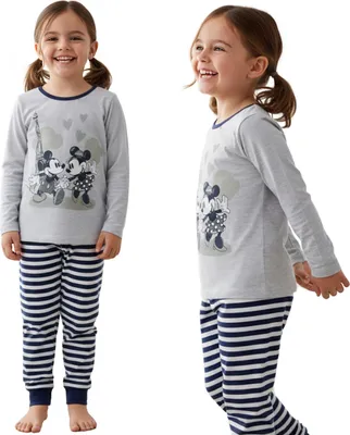 Obrázek produktu pro DISNEY Minnie Mickey Mouse BAVLNĚNÉ pyžamo pro dívky, DVOUČÁSTNÉ pyžamo s dlouhým rukávem 134