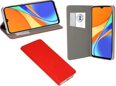 Produktbild von Buch Tasche "Smart" XIAOMI REDMI 9C Handy Hülle Schutzhülle mit Standfunktion, Kartenfach Rot