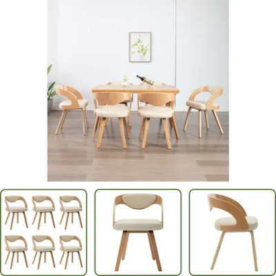 Produktbild von The Living Store Esszimmerstühle 6 Stk. Creme Bugholz und Kunstleder