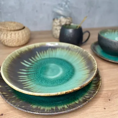 Obrázok produktu pre Tanier jedálenský tanier tanier servírovací tanier KERA CERAMIKA STILL EMERALD plochý 27 cm HOMLA