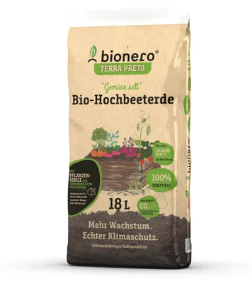 Produktbild von Torffreie  Hochbeeterde für Gemüse satt, 18l, nährstoffreich, mit guter Wasserspeicherung