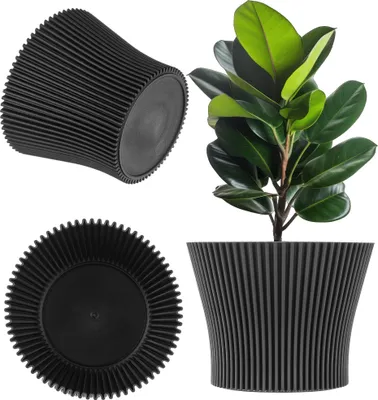 Image de KADAX Pot de fleurs Pot de fleurs 17cm Couverture de plantes Support de fleurs Plastique Noir