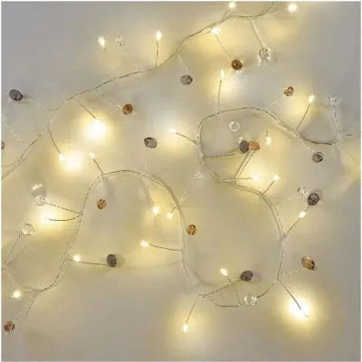 Obrázok produktu pre LED vianočná girlanda - kamienky, 1,2 m, 3x AA, vnútorná, teplá biela, časovač