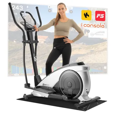 Obrázek produktu pro Eliptický trenažér Hop-Sport HS-060C - domácí crossový trenažér s ovládáním pomocí aplikace, funkce HRC, 32 stupňů odporu - eliptický trenažér max. hmotnost uživatele 150 kg stříbrný