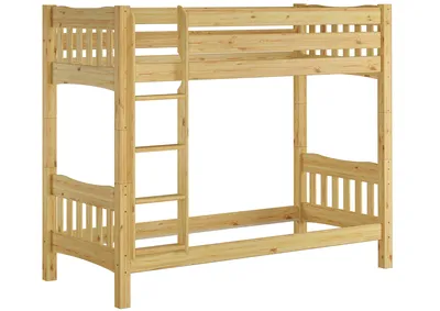Produktbild von Etagenbett hohes Bett Kiefer natur Massivholz 90x200 cm Zubehör wählbar V-60.15-09Ni100 Rollrost und Matratze inkl.