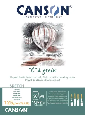 Produktbild von Canson 400060608 C a grain Zeichenpapier, A5, naturweiß