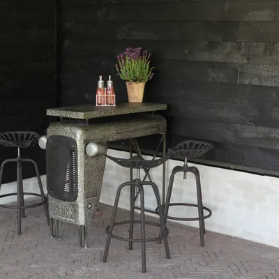 Produktbild von Retro Traktorstuhl in grau, höhenverstellbarer Barhocker Oldtimerlook, 70 cm