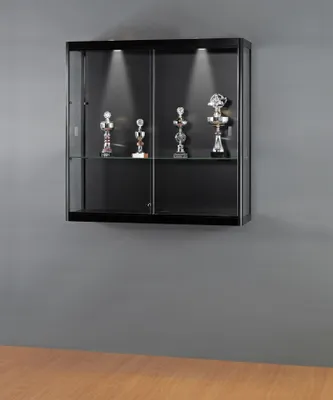 Produktbild von Wandvitrine MPC 1000-W schwarz eloxiert, mit Beleuchtung