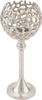 Obrázok produktu pre Hliníkový svietnik na nožičke - 36 x 15 cm - hliníková strieborná