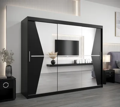 Produktbild von Schwebetürenschrank MILANA – Breite 250 cm, Schwarz
