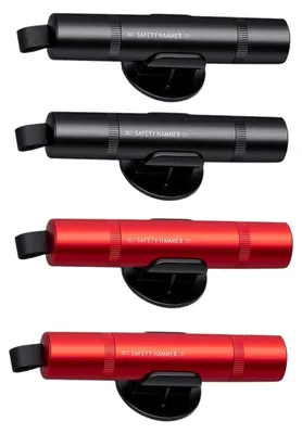 Productafbeelding van INF Auto Ruitbreker Set 4-Pack — Aluminium Noodhamer met Gordelsnijder en Veerbelaste Glasbreker, Rood/Zwart