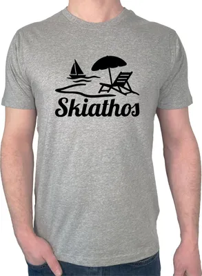 Produktbild von Huuraa Herren T-Shirt Skiathos Inselmotiv Griechenland XXL Sport Grey  Baumwolle Fairtrade Herrenshirt Geschenkidee