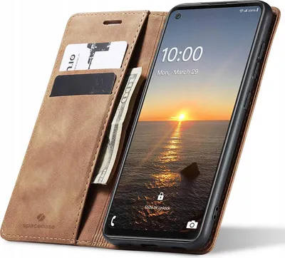 Zdjęcie produktu dla Etui z klapką SPACECASE Wallet do Galaxy A21s Brązowy
