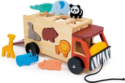Obrázok produktu pre Mentari hra s kolíčkami Safari Truck - Drevená hračka - Vzdelávacia hračka