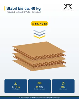 Produktbild von KK Verpackungen 20 Stück Versandkartons 410 x 270 x 290 mm Kartons 2-wellig BC-Welle, Faltkartons