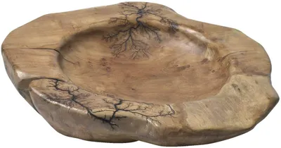 Produktbild von Dekorative Holzschale aus Teak Holz mit dekorativen Branding 35-40 cm Durchmesser