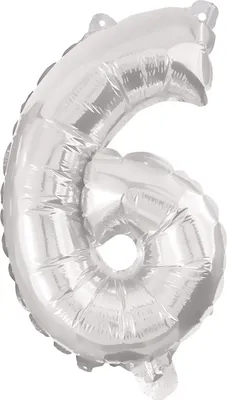 Obrázok produktu pre Číslo 6 – obrovský strieborný fóliový balón, 85 cm