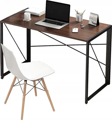 Produktbild von Biurko Komputerowe Drewniane Nowoczesne Brąz Loft Industrialne Składana Rama 120 Cm