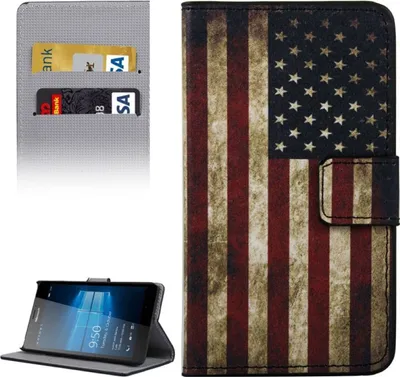 Produktbild von Handyhülle Tasche für Handy Microsoft Lumia 950 Retro Fahne USA