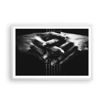 Produktbild von Gerahmtes Poster - Weißer Rahmen - Gitarre Musiker Musik - 91,5x61 cm - Wand Bild - Wanddeko - Wandbilder - Kunstposter - Wandposter - Bilderrahmen - Bilder - Kunstdruck - P2WAA91x61-4960
