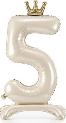 Image de Ballon de stand en film plastique chiffre "5", 84 cm, crème clair